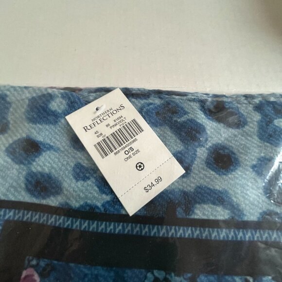 NWT Northern Reflections Blue and Pink Floral and Animal Print Scarf - Picture 4 of 10